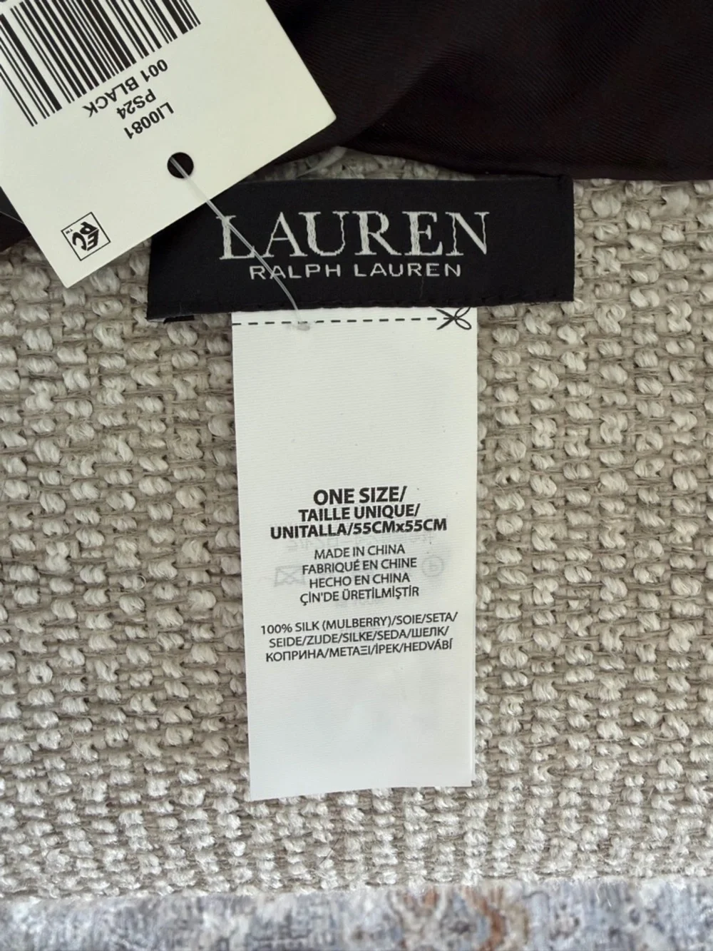 Lauren Ralph Lauren Black Label Silk Scarf - Black - Picture 4 of 6